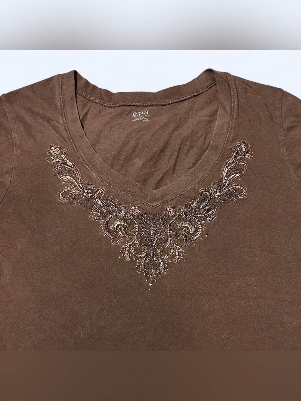 Y2K Floral Brown Baby Tee by A.N.A! - Picture 2 of 5
